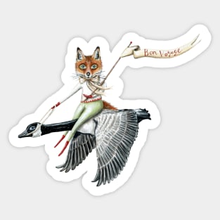 Fox flying with a Canada goose Sticker